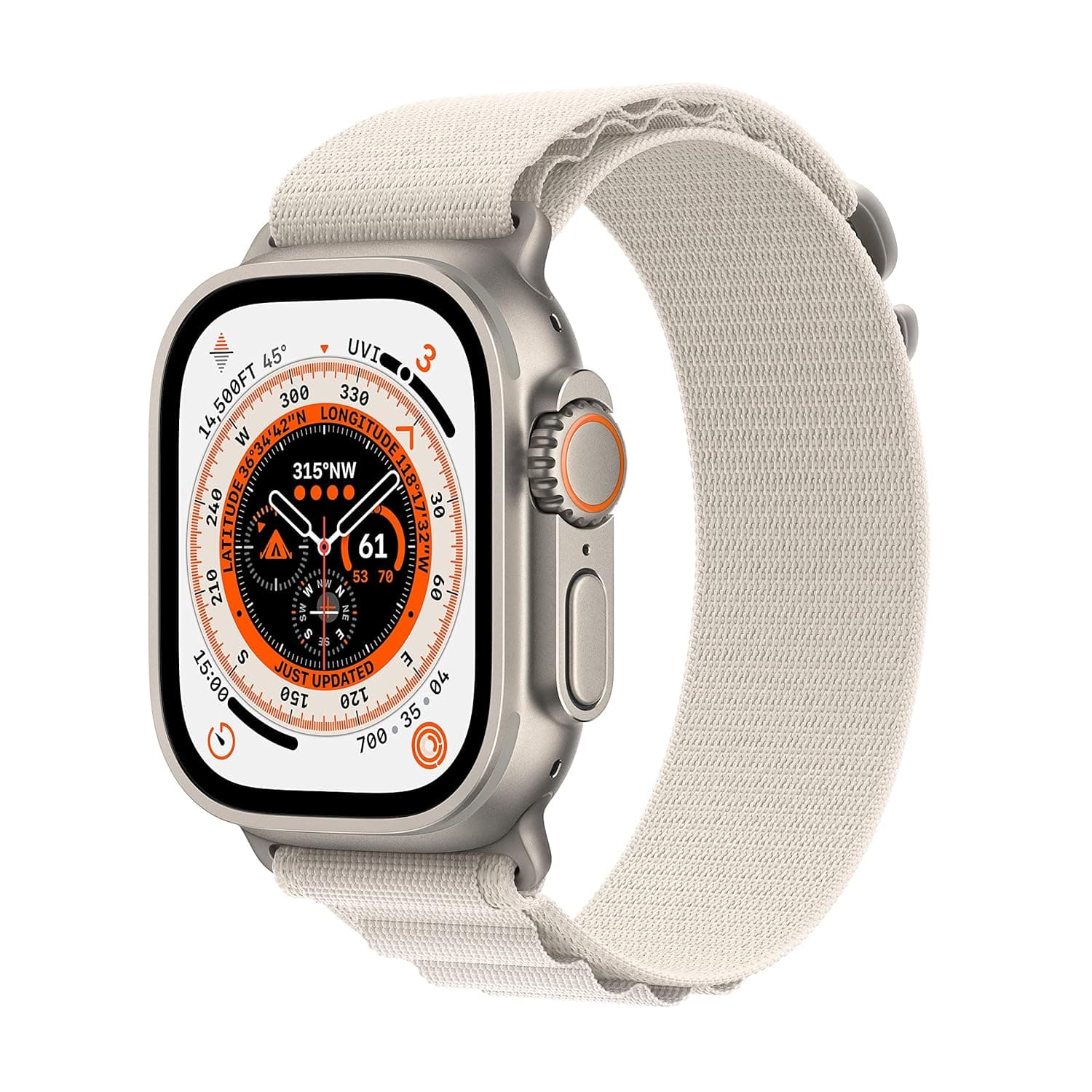 Apple Watch Ultra [GPS + Cellular 49 mm] smart watch Titanium Case &amp;amp; Starlight Alpine Loop Small Fitness Tracker, Precision GPS, Action Button