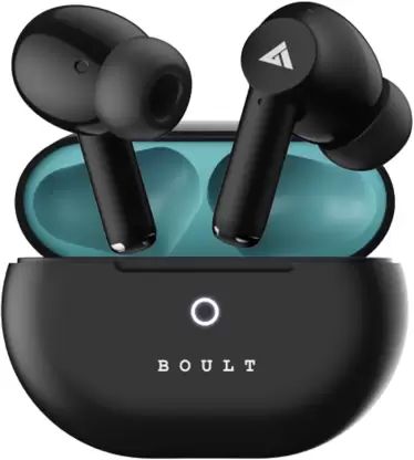 Boult W40 with Quad Mic ENC, 48H Battery Life, Low Latency Gaming, Made in India, 5.3v Bluetooth Gaming (Electric Black, True Wireless)