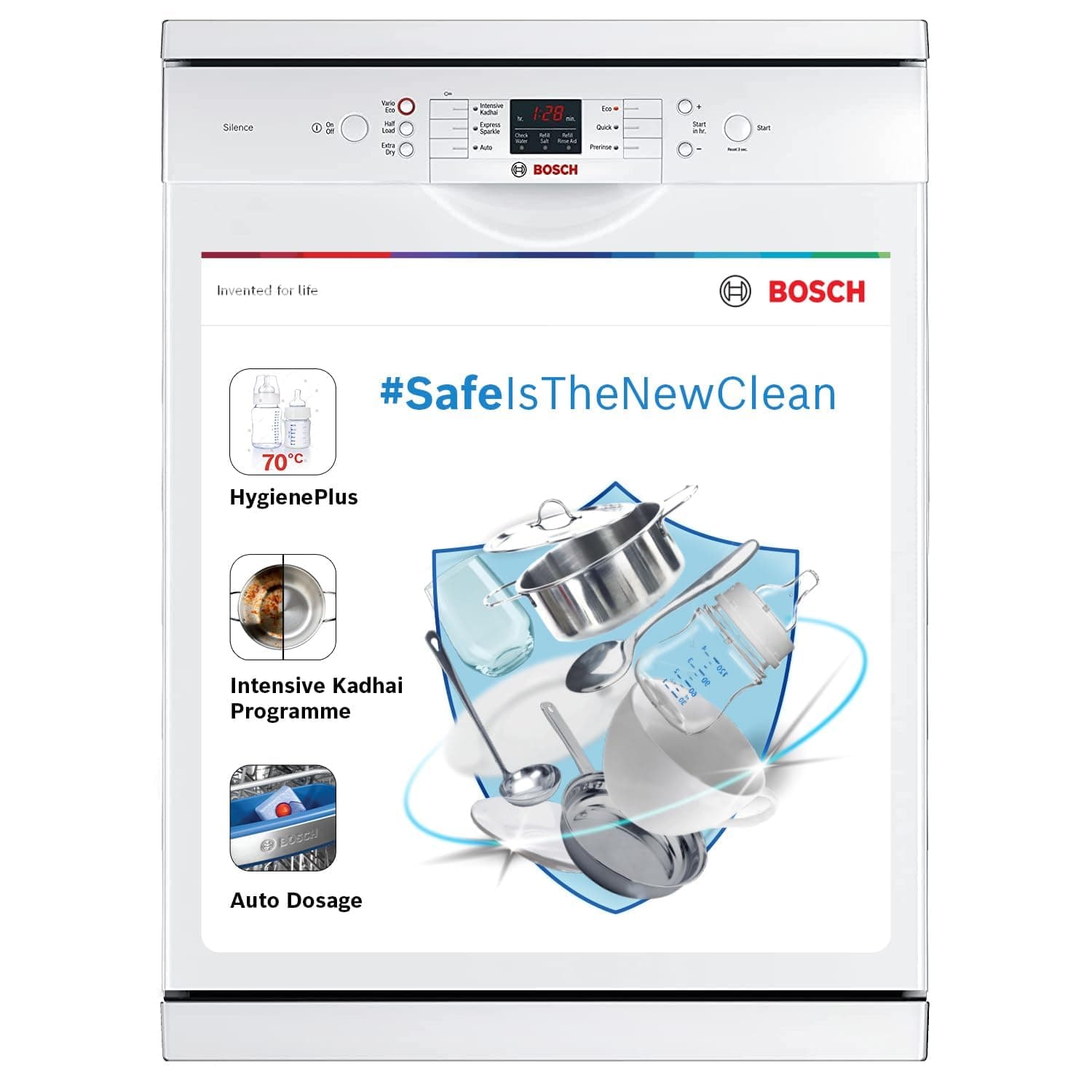 Bosch 13 Place Setting Dishwasher – Intensive Kadhai Wash, No Pre-Rinse, 70°C Hot Water