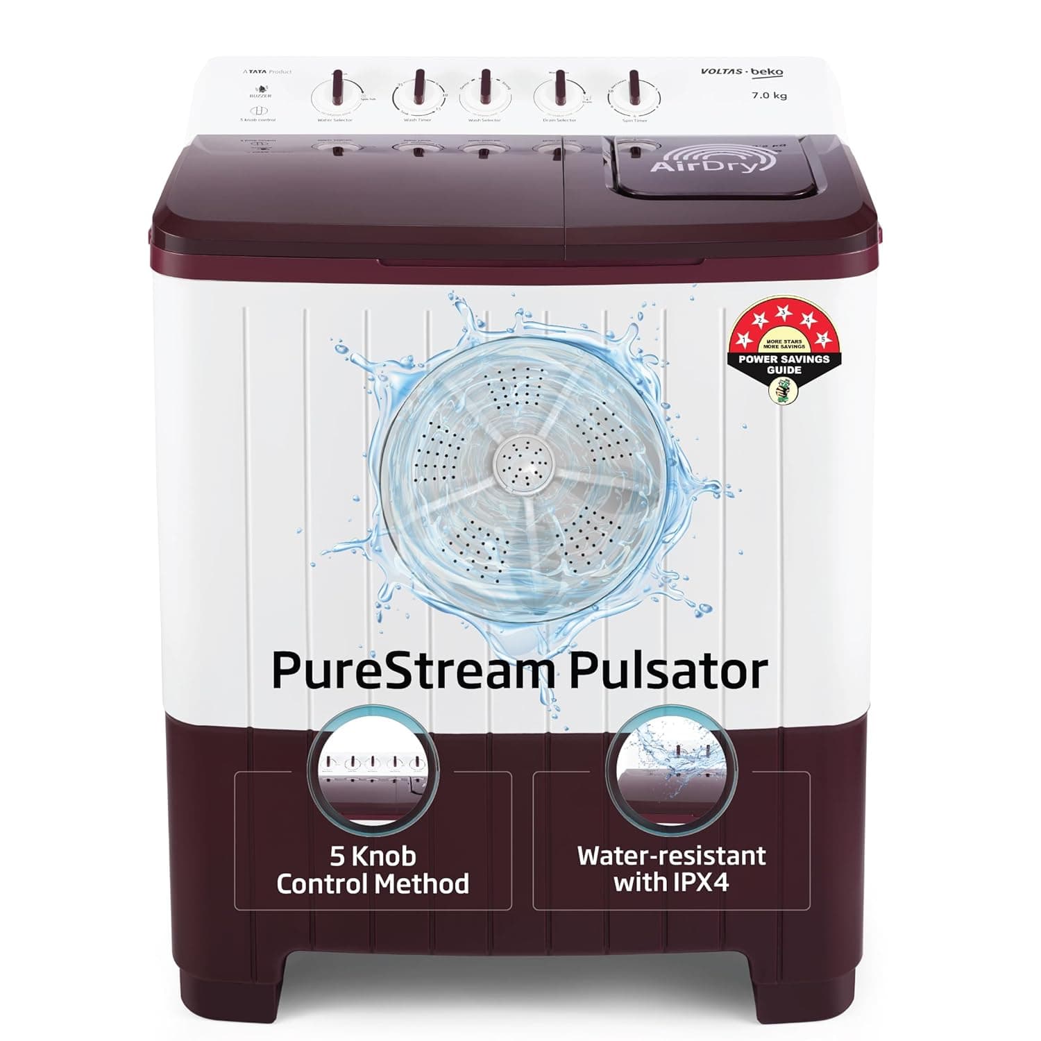 Voltas Beko, A Tata Product 7 Kg 5 Star Semi-automatic Top Load Washing Machine