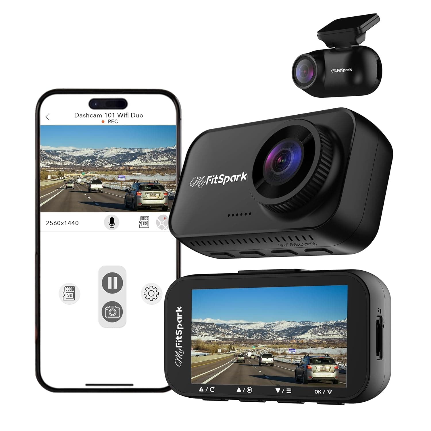 FitSpark DC-101 WiFi Duo 4MP Real 2K Dual Channel Dash Camera