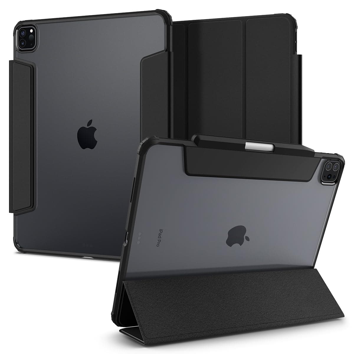 Original Spigen Ultra Hybrid Pro Case with Pencil Holder Compatible with iPad Pro 12.9 inch (2022/2021) - Black