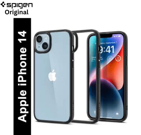 Original Spigen Ultra Hybrid Back Cover for Apple iPhone 14 (Black, Shock Proof, Pack of: 1)