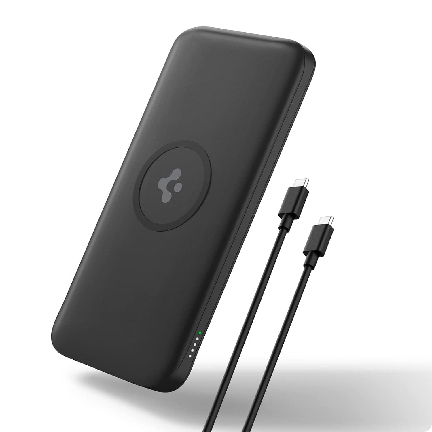 Spigen 2in1 10000 mAh Wireless Charging Power Bank with USB-A | USB-C 20W Fast Charging, Included USB-C to USB-C Cable, Lithium Polymer - Black