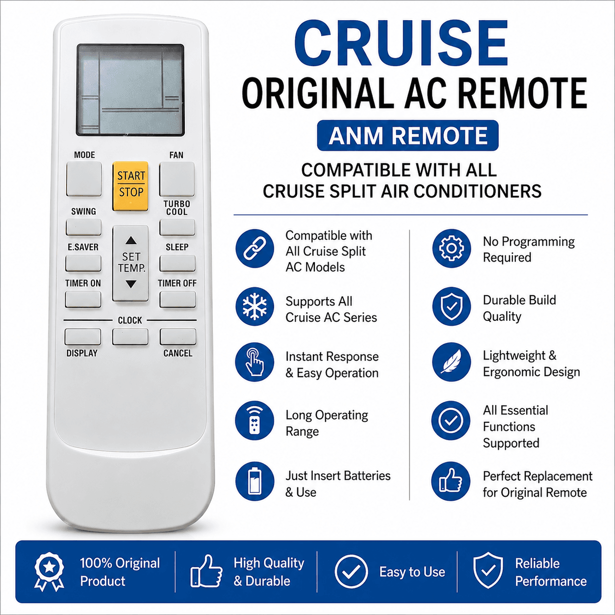 Cruise Original AC Remote – ANM Remote Compatible with All Cruise Split Air Conditioners